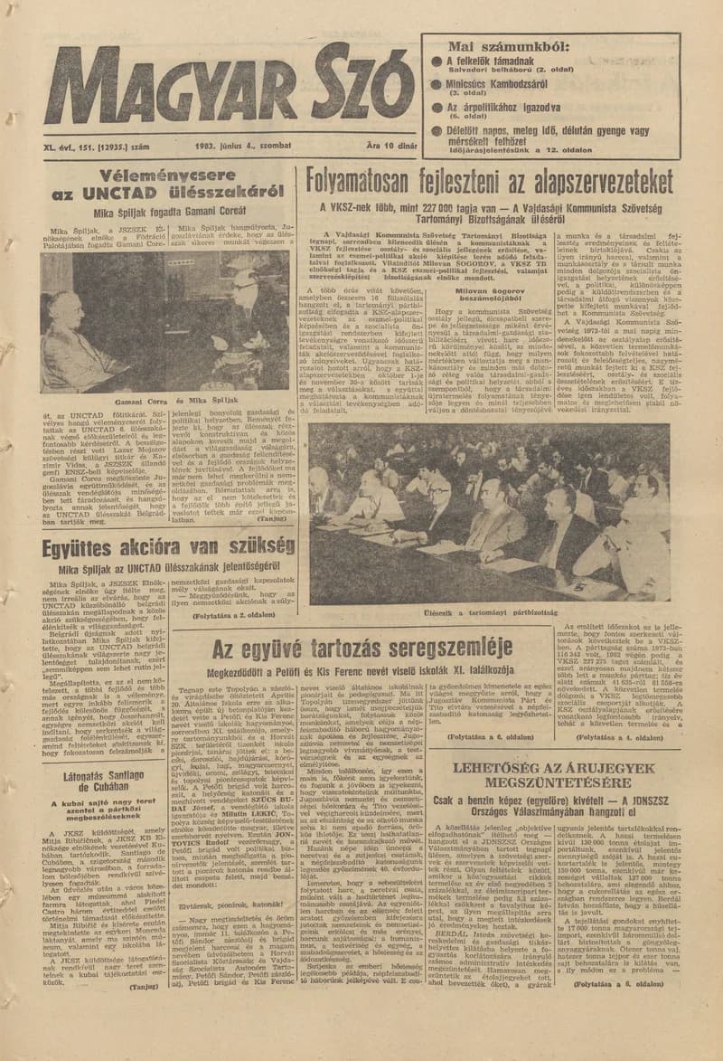 Magyar Szó, 40. évf. 1983. június 4. 151. sz. 1–24. oldal