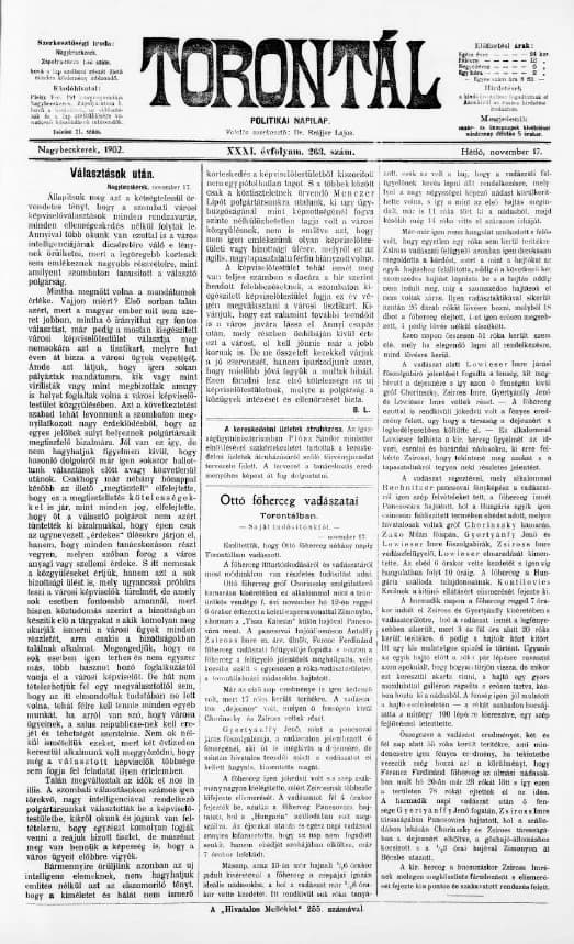 Torontál, 31. évf. 1902. november 17. 263. sz.