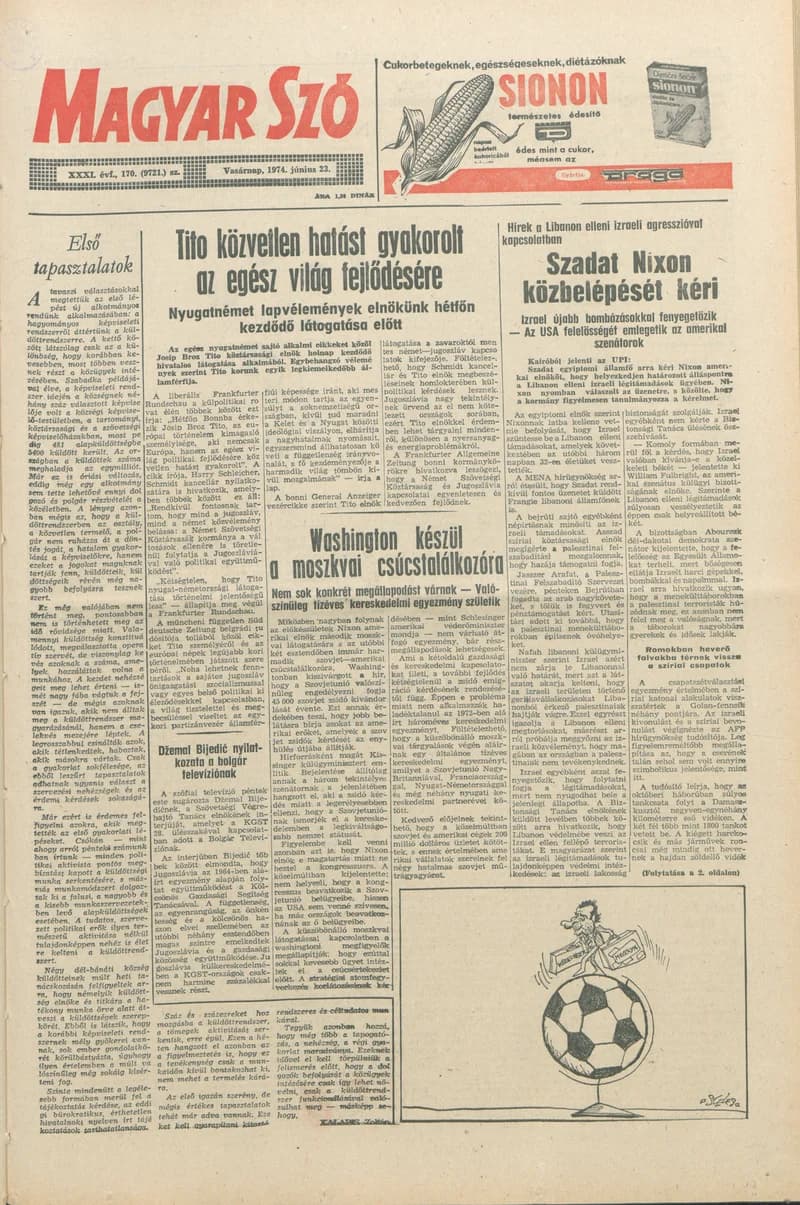 Magyar Szó, 31. évf. 1974. június 23. 170. sz. 1–28. oldal