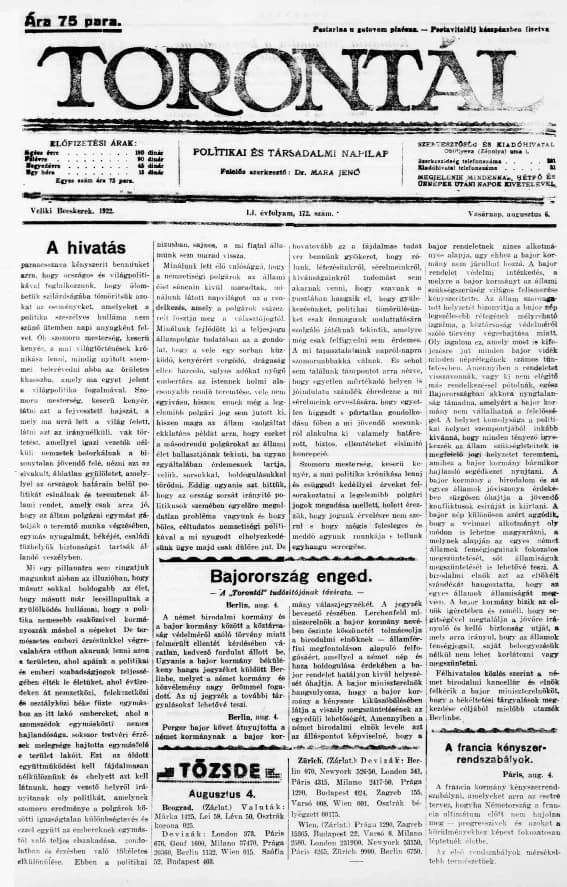 Torontál, 51. évf. 1922. augusztus 6. 172. sz.