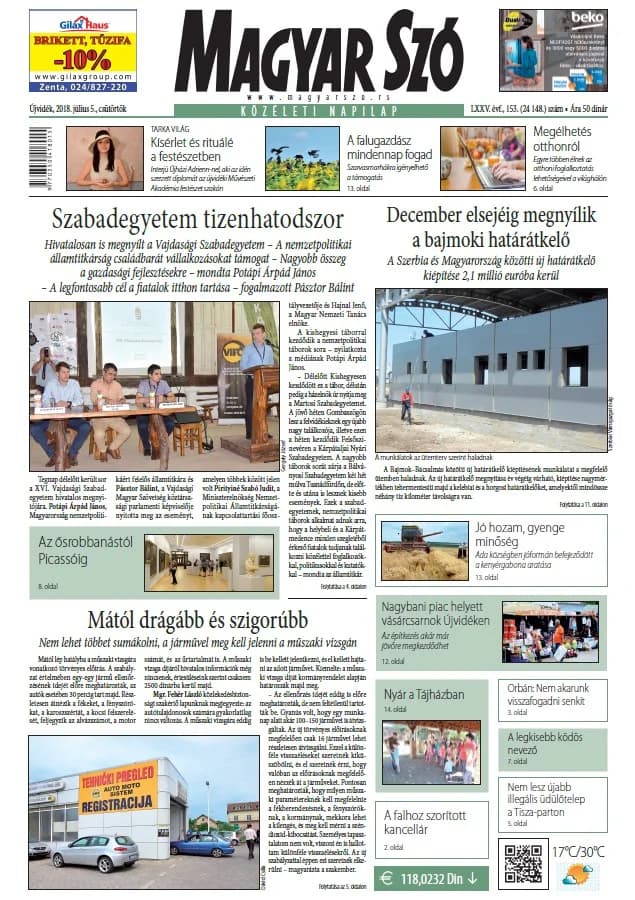 Magyar Szó, 75. évf. 2018. július 5. 153. sz. 1–20. oldal