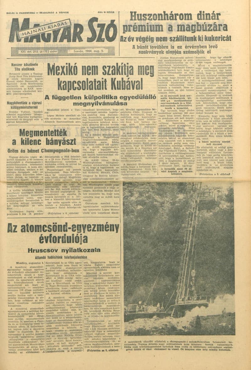 Magyar Szó, 21. évf. 1964. augusztus 5. 215. sz. 1–14. oldal
