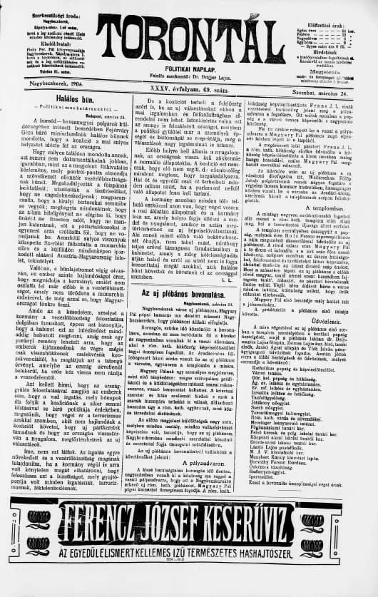 Torontál, 35. évf. 1906. március 24. 69. sz.