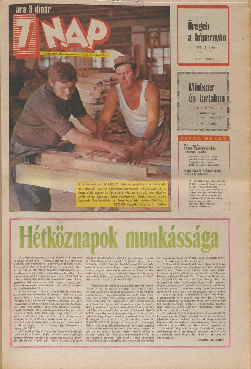 7 Nap, 31. évf. 1976. szeptember 3. 35. sz. 1–20. oldal