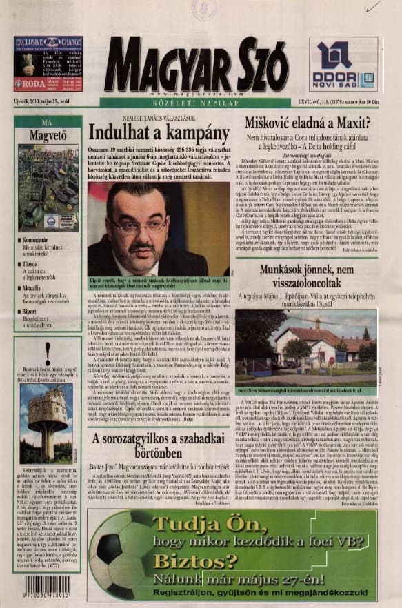 Magyar Szó, 67. évf. 2010. május 25. 118. sz. 1–20. oldal