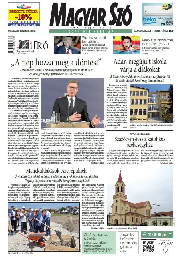 Magyar Szó, 75. évf. 2018. augusztus 8. 182. sz. 1–16. oldal