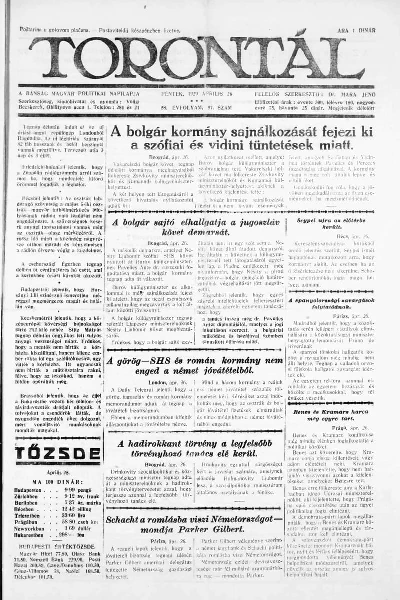 Torontál, 58. évf. 1929. április 26. 97. sz.