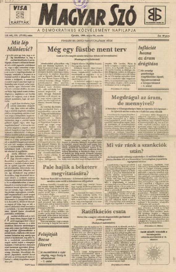 Magyar Szó, 52. évf. 1995. május 24. 118. sz. 1–16. oldal