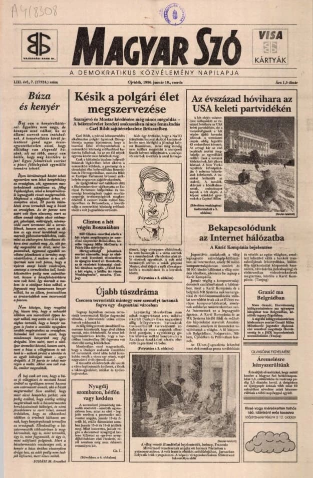 Magyar Szó, 53. évf. 1996. január 10. 7. sz. 1–16. oldal