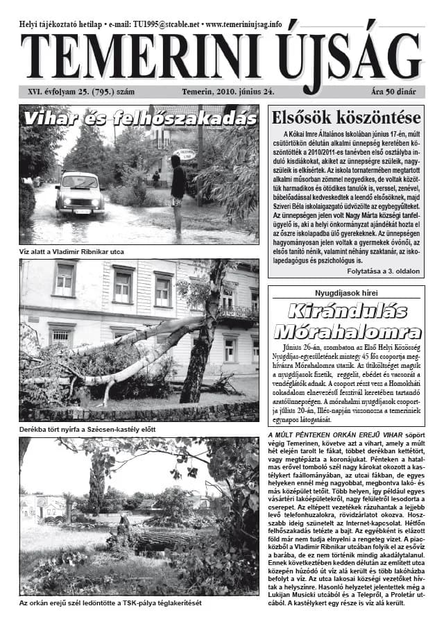 Temerini Újság, 16. évf. 2010. június 24. 25. sz.
