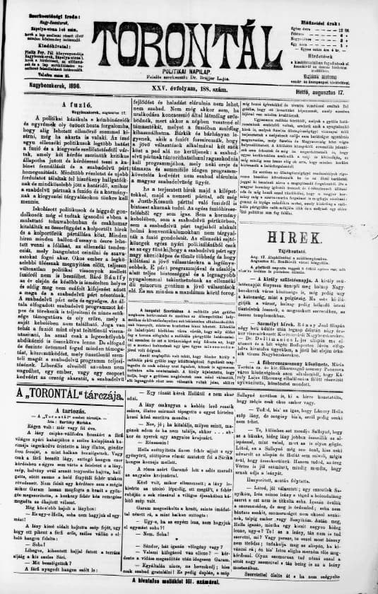 Torontál, 25. évf. 1896. augusztus 17. 188. sz.