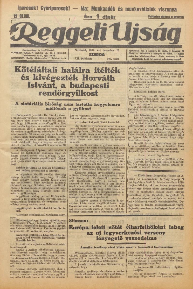 Reggeli Újság, 12. évf. 1931. december 23. 300. sz.