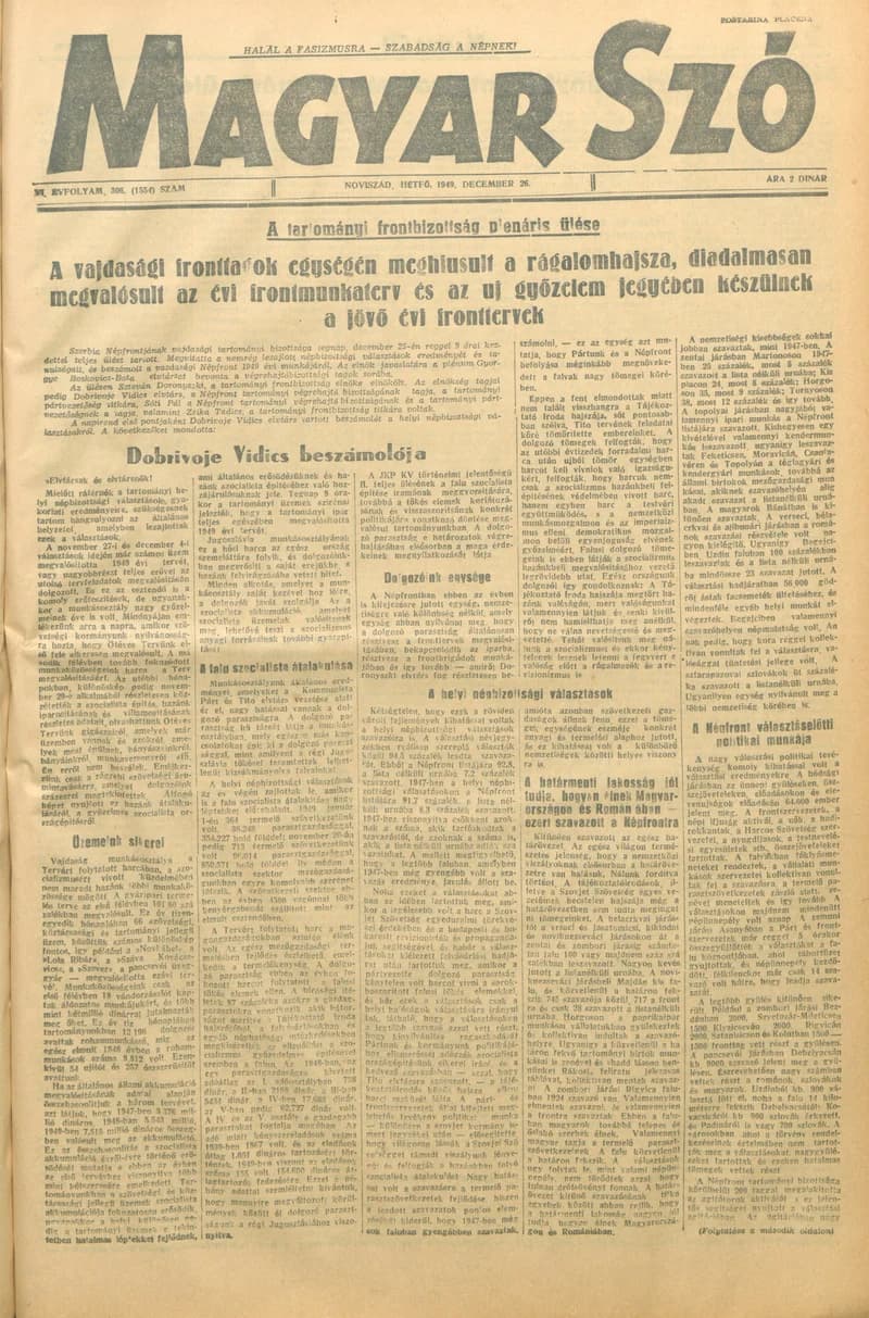 Magyar Szó, 6. évf. 1949. december 26. 306. sz. 1–4. oldal