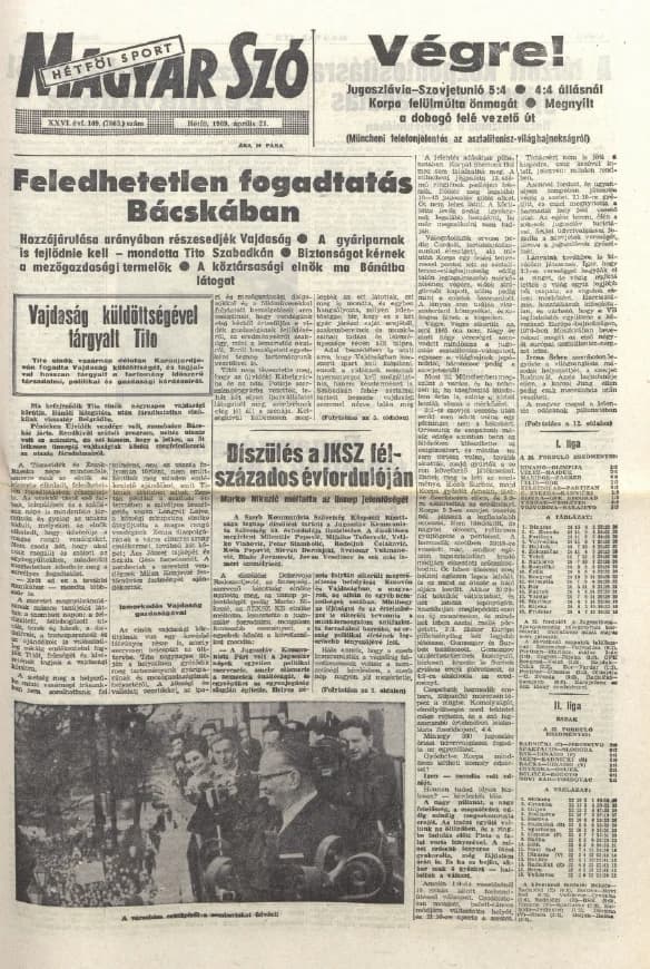 Magyar Szó, 26. évf. 1969. április 21. 109. sz. 1–16. oldal