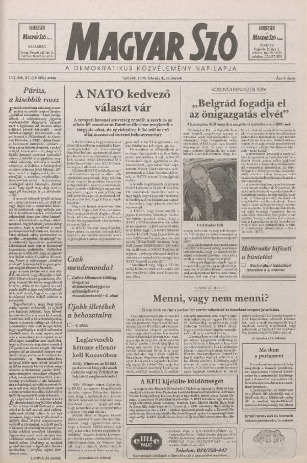 Magyar Szó, 56. évf. 1999. február 4. 27. sz. 1–16. oldal