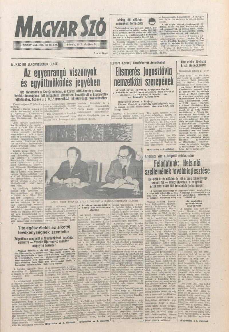 Magyar Szó, 34. évf. 1977. október 7. 276. sz.