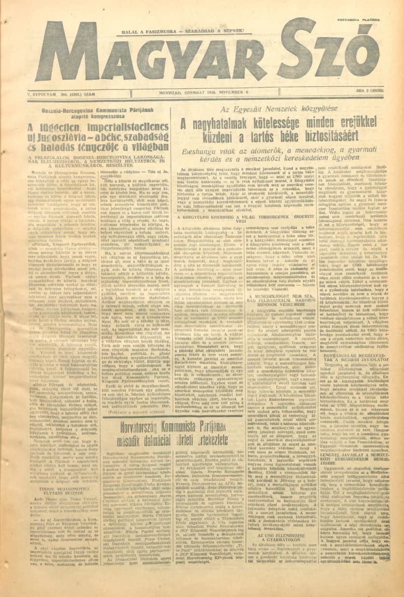Magyar Szó, 5. évf. 1948. november 6. 266. sz. 1–4. oldal