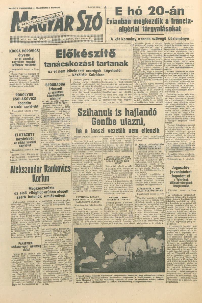 Magyar Szó, 18. évf. 1961. május 11. 108. sz. 1–14. oldal