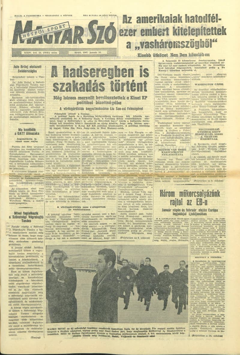 Magyar Szó, 24. évf. 1967. január 16. 13. sz. 1–14. oldal