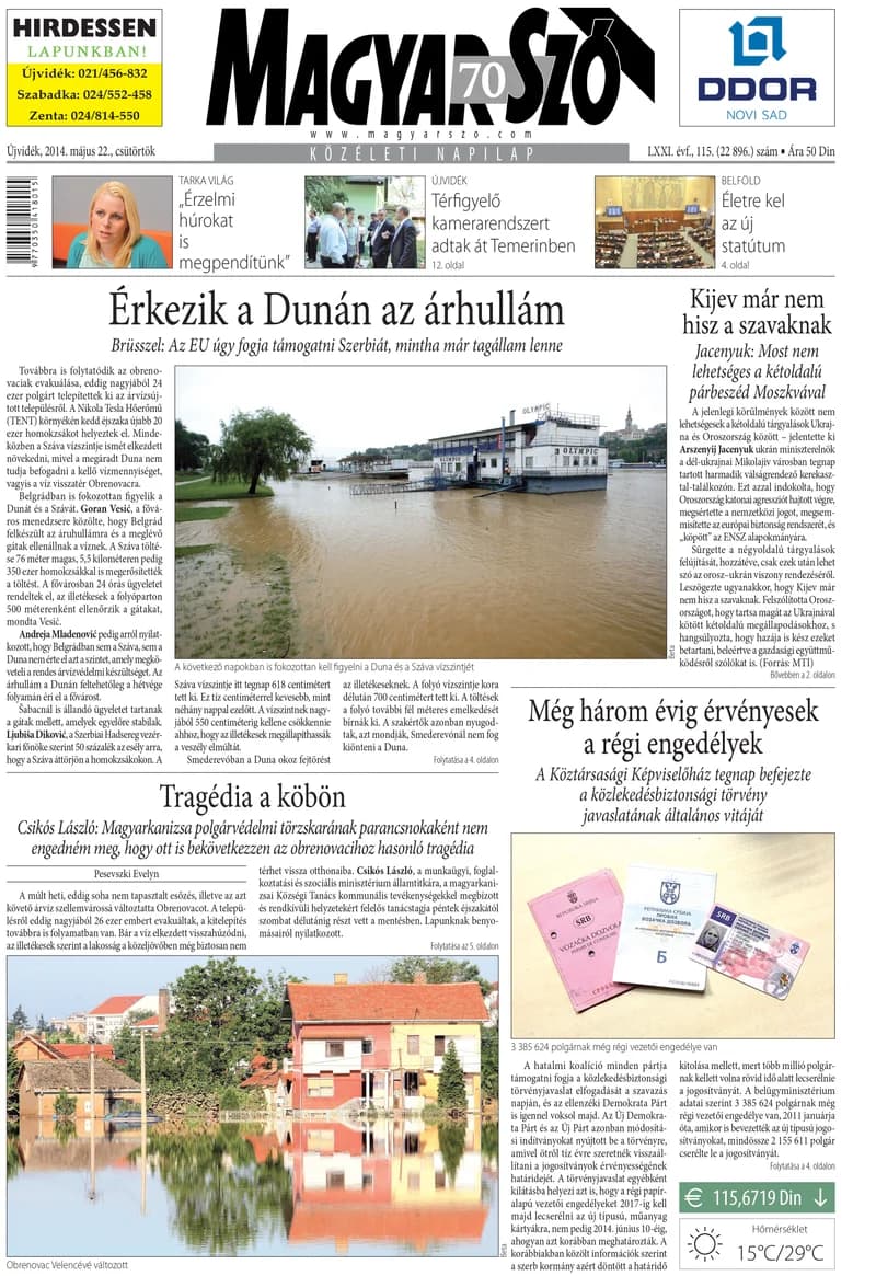 Magyar Szó, 71. évf. 2014. május 22. 115. sz. 1–20. oldal