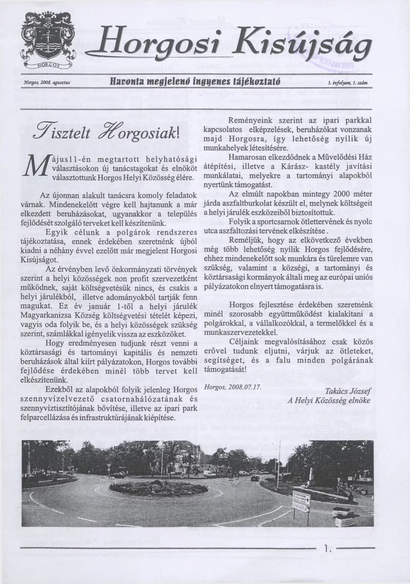Horgosi Kisújság, 3. évf. 2008. augusztus. 1. sz.