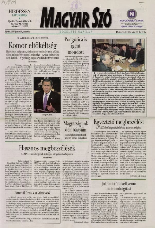 Magyar Szó, 60. évf. 2003. január 30. 24. sz. 1–16. oldal