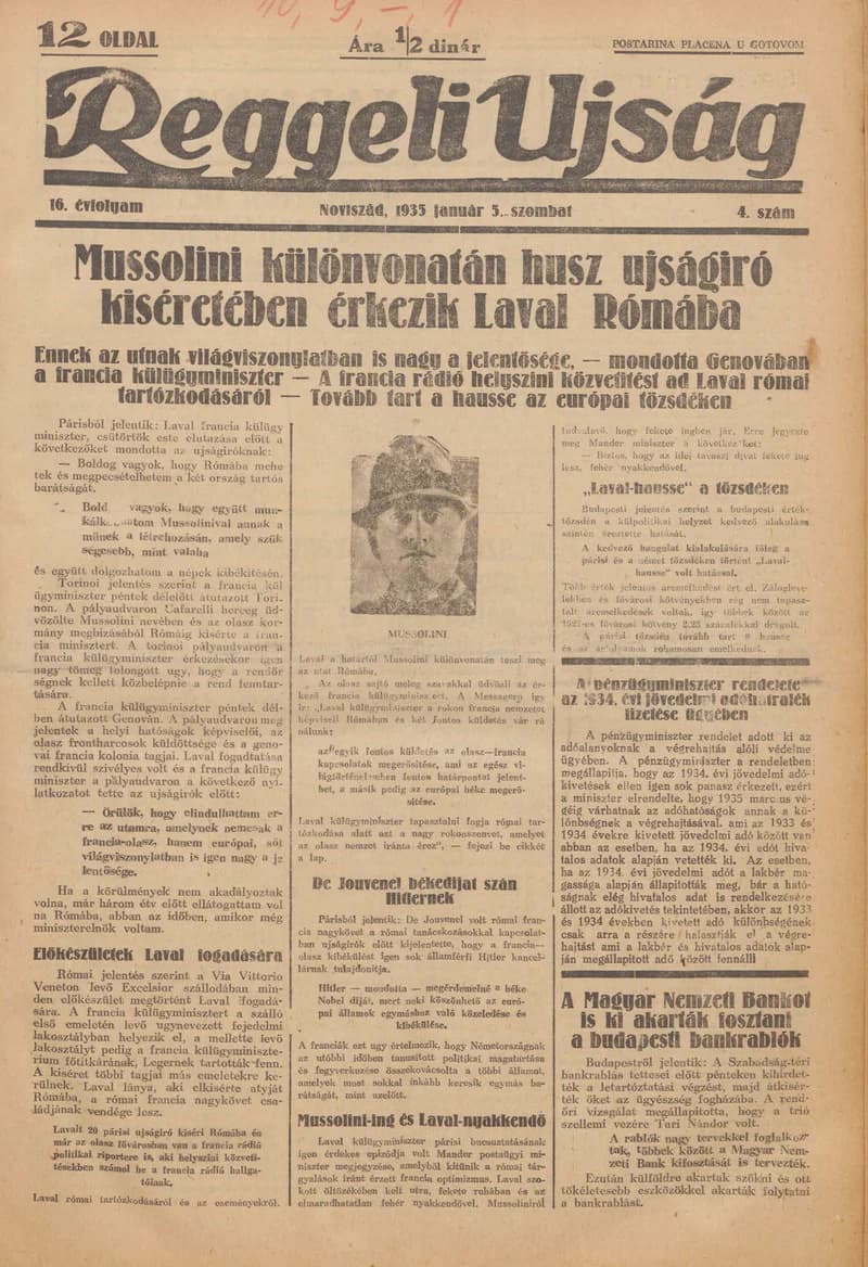 Reggeli Újság, 16. évf. 1935. január 5. 4. sz.