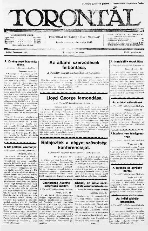 Torontál, 51. évf. 1922. március 14. 58. sz.