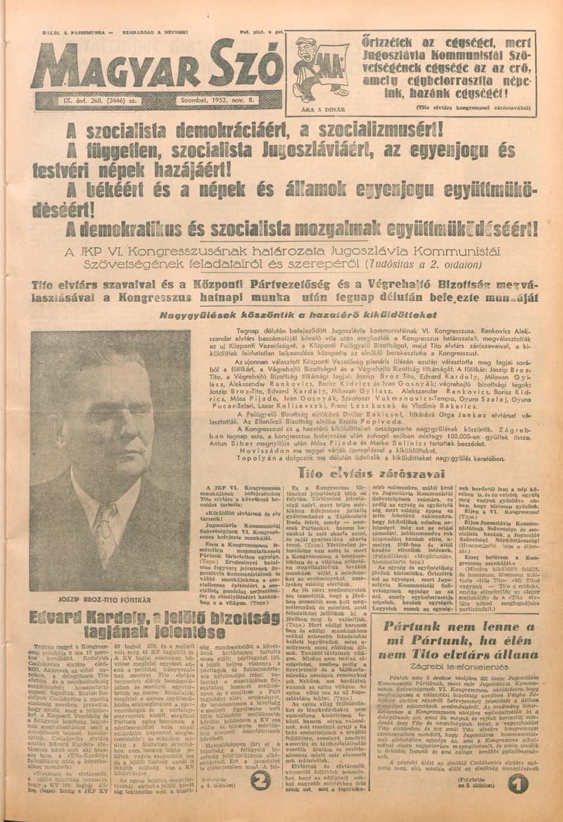 Magyar Szó, 9. évf. 1952. november 8. 268. sz. 1–12. oldal