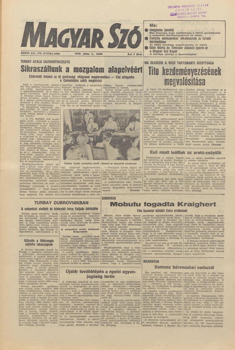 Magyar Szó, 36. évf. 1979. július 2. 179. sz. 1–16. oldal
