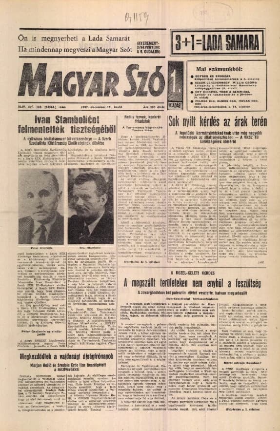Magyar Szó, 44. évf. 1987. december 15. 343. sz. 1–20. oldal