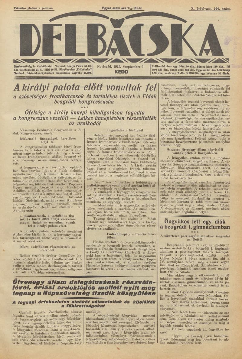 Délbácska, 10. évf. 1929. szeptember 3. 204. sz.