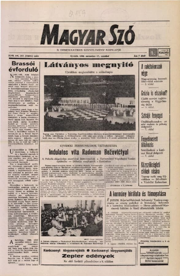 Magyar Szó, 47. évf. 1990. november 17. 317. sz. 1–24. oldal
