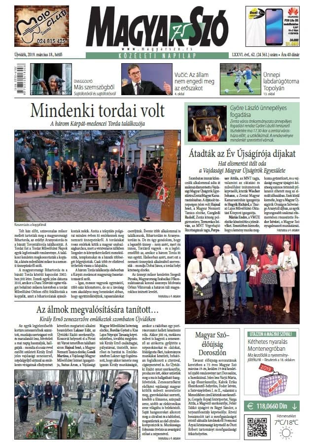 Magyar Szó, 76. évf. 2019. március 18. 62. sz. 1–20. oldal