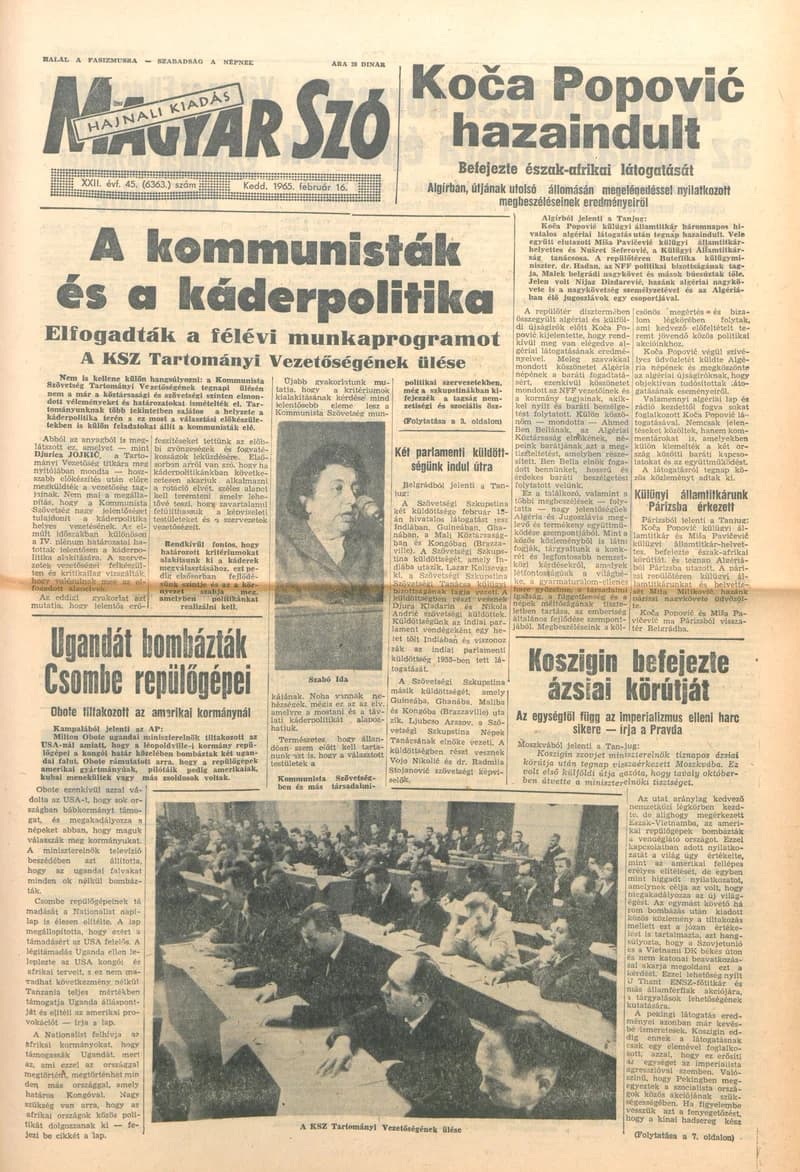Magyar Szó, 22. évf. 1965. február 16. 45. sz. 1–16. oldal