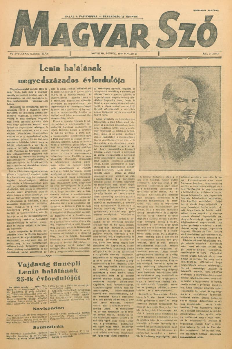 Magyar Szó, 6. évf. 1949. január 21. 17. sz. 1–8. oldal