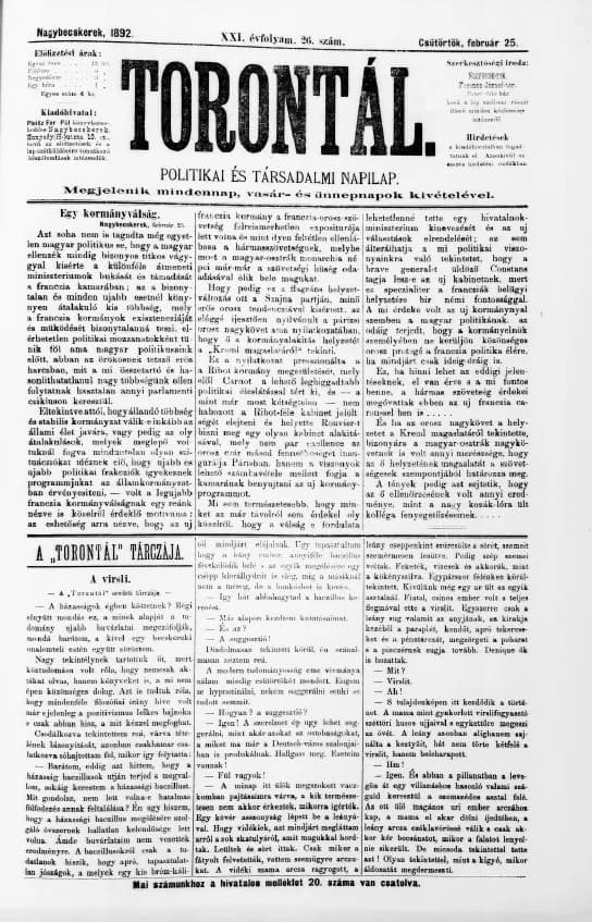 Torontál, 21. évf. 1892. február 25. 26. sz.
