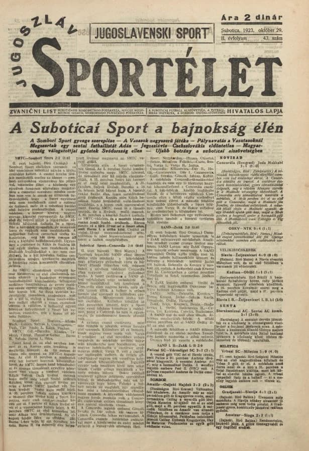 Jugoszláv sportélet, 2. évf. 1923. október 29. 43. sz.