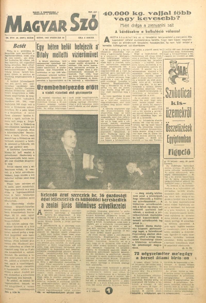 Magyar Szó, 9. évf. 1952. február 26. 49. sz. 1–6. oldal