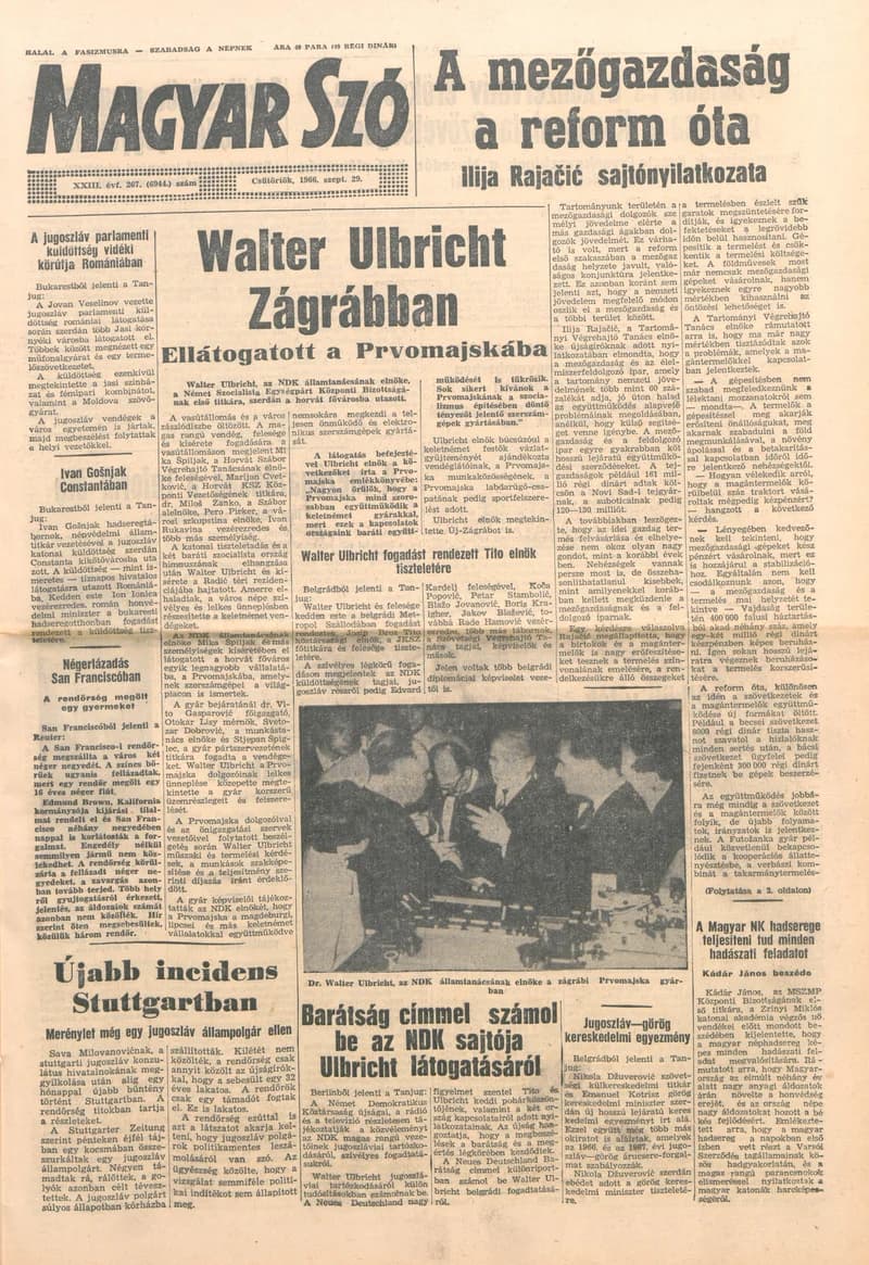 Magyar Szó, 23. évf. 1966. szeptember 29. 267. sz.