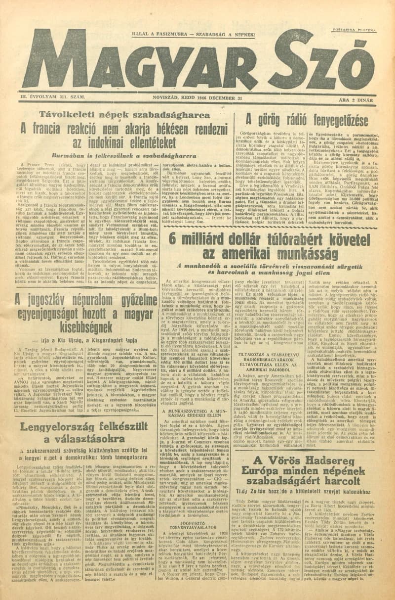 Magyar Szó, 3. évf. 1946. december 31. 311. sz. 1–6. oldal