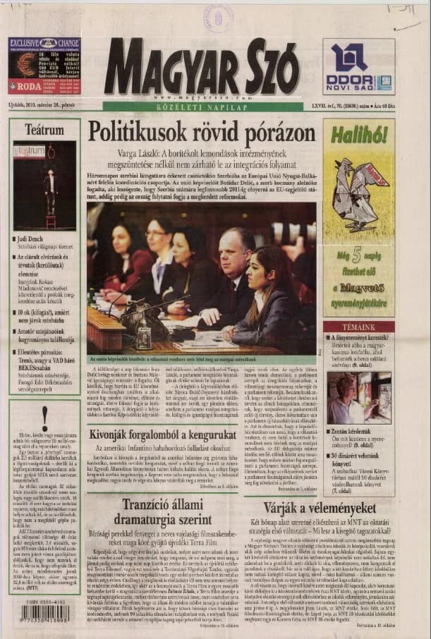 Magyar Szó, 67. évf. 2010. március 26. 70. sz. 1–20. oldal