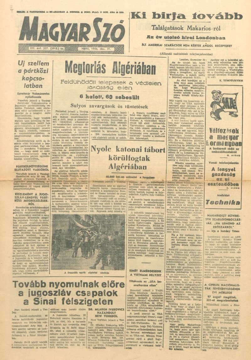 Magyar Szó, 13. évf. 1956. december 31. 357. sz. 1–10. oldal