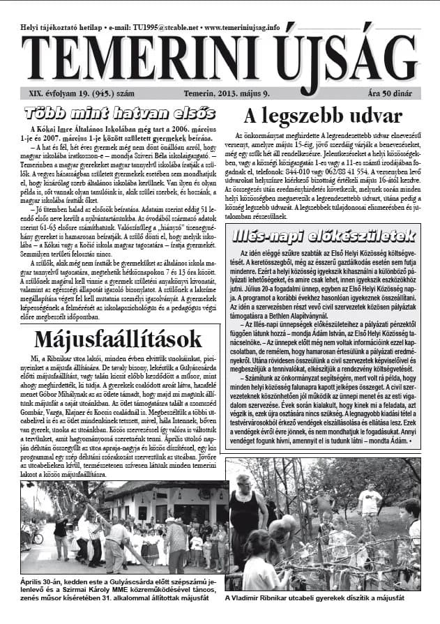 Temerini Újság, 19. évf. 2013. május 9. 19. sz.