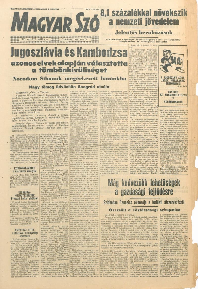 Magyar Szó, 16. évf. 1959. november 26. 279. sz. 1–22. oldal