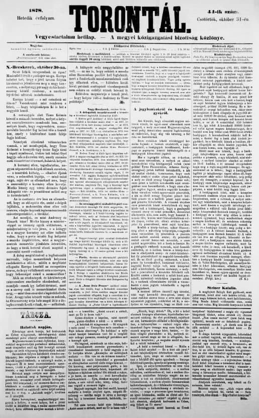 Torontál, 7. évf. 1878. október 31. 44. sz.