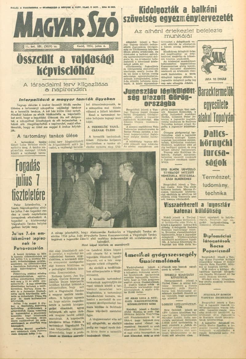 Magyar Szó, 11. évf. 1954. július 6. 181. sz. 1–8. oldal