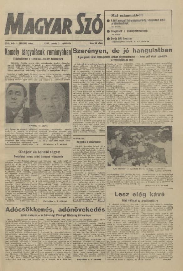 Magyar Szó, 42. évf. 1985. január 3. 1. sz. 1–20. oldal