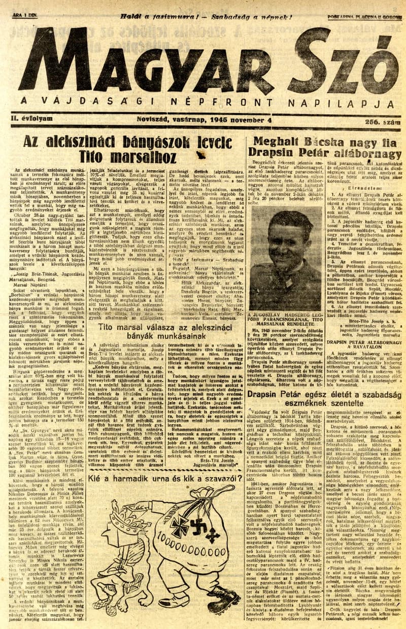 Magyar Szó, 2. évf. 1945. november 4. 256. sz. 1–8. oldal