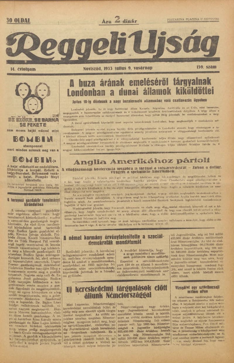 Reggeli Újság, 14. évf. 1933. július 9. 159. sz.